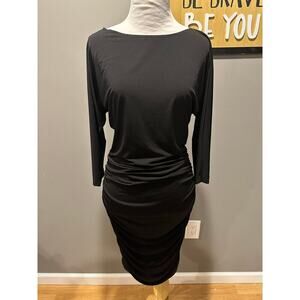 size 6 Cache black long sleeve rushed dress